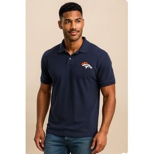 Vintage Starter Denver Broncos NFL Pro Line Navy Polo Shirt Men's M Football 90s